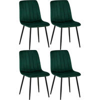 STUHL 4er Set Samt Grün - Schwarz/Grün, Textil/Metall (45/88/53cm) - CLP