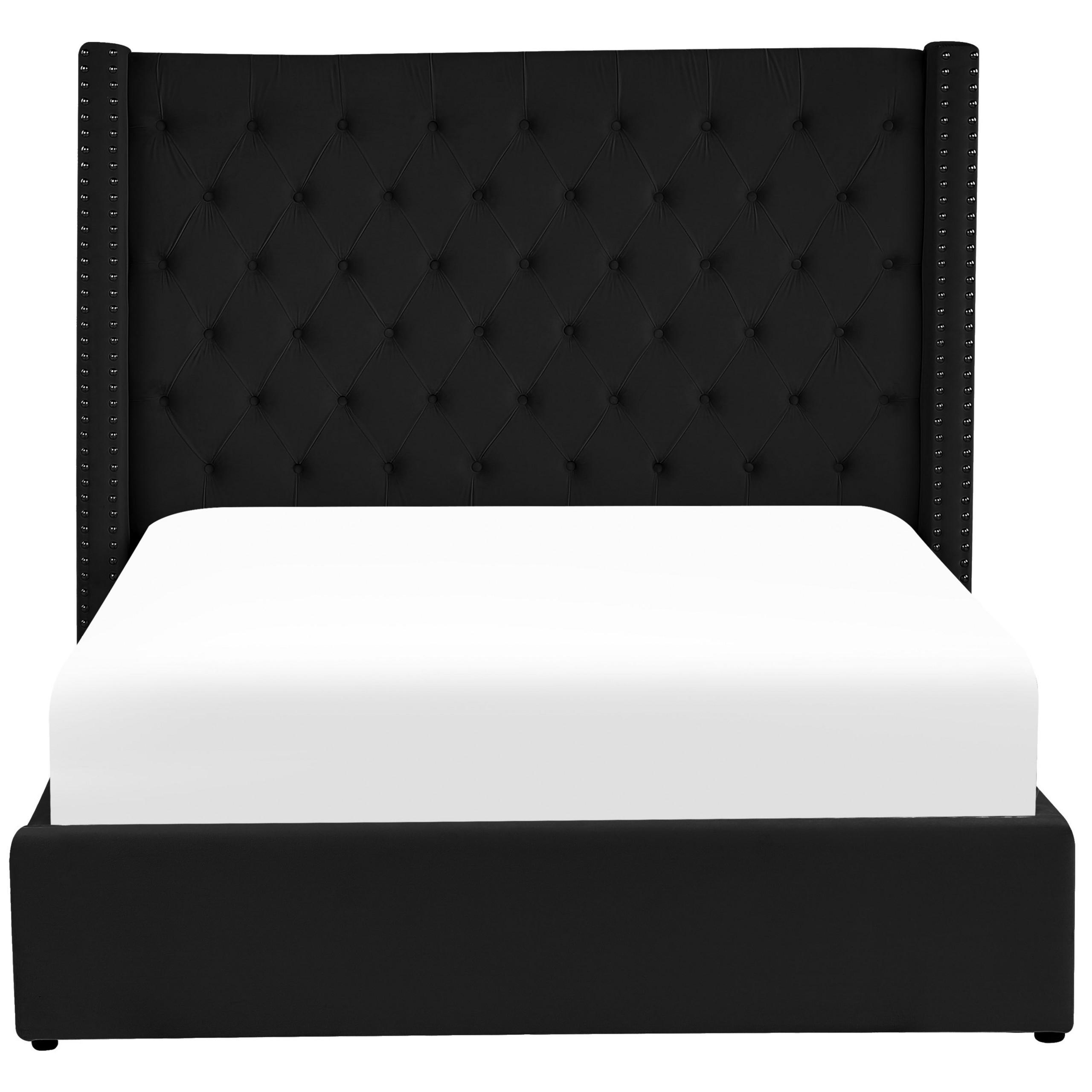 POLSTERBETT 140/200cm Schwarz Lubbon - Schwarz, Textil (140/200cm) - Beliani
