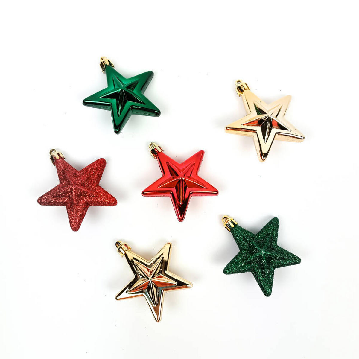 WEIHNACHTSBAUMSCHMUCK Sterne Kunststoff 6er-Set - Multicolor, Kunststoff (3/6.5/6.3cm) - Atmosphera Createur d´interieur