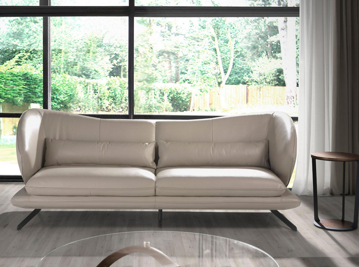 SOFA 3-sitzer ledersofa in taupe grau leder 230/90/85 cm - Dunkelgrau/Schwarz, Leder (230/85/90cm) - ANGEL CERDA