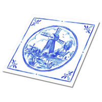 FLIESENAUFKLEBER 9 Stück 30x30 cm selbstklebend Windmühle im Azulejos-Stil - Blau, Textil (30/1.6/30cm) - TULUP