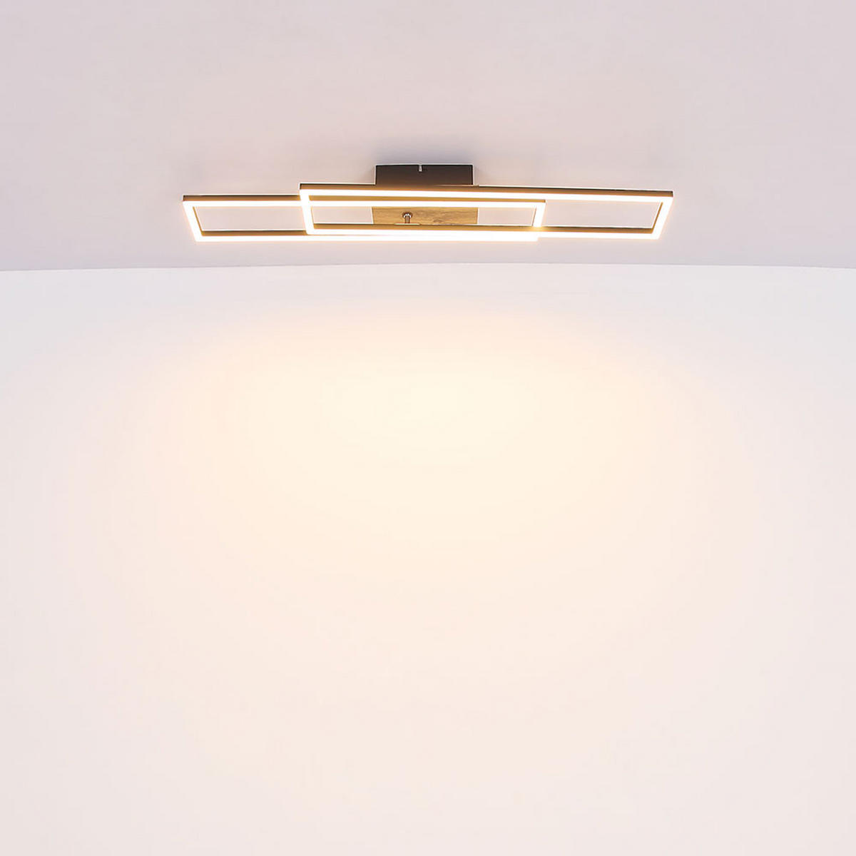 LED DECKENLEUCHTE DAKARI Holzoptik Schwarz - Schwarz, Metall (80/60/8cm) - Globo Lighting