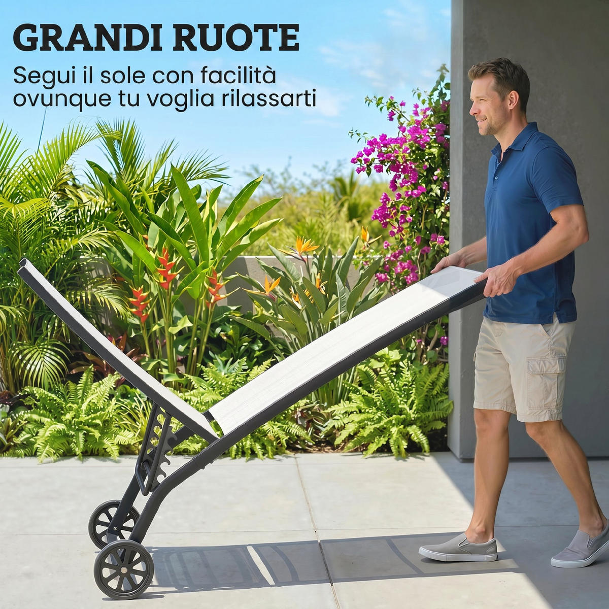 SONNENLIEGE 2er-Set Sonnenliegen mit verstellbarer Rückenlehne 66 x 165 x 102 cm ,Creme - Creme, Metall (66/102/165cm) - Vallsero