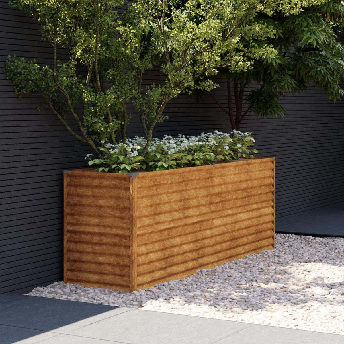 HOCHBEET aus Cortenstahl AKSEL | unten offen | 196x50x69cm - Braun, Metall (196/69/50cm) - DELUKE