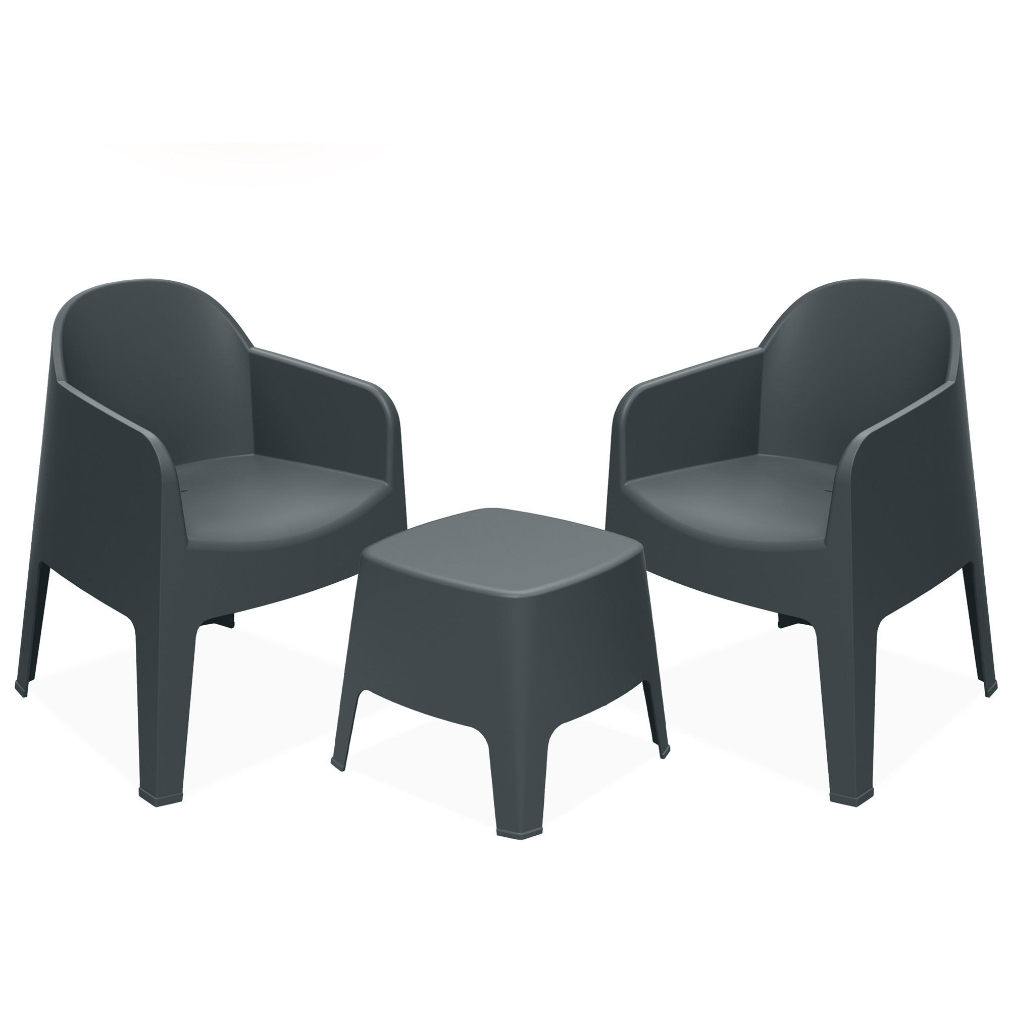 GARTENMÖBEL-SET MALUS, 3-tlg - Anthrazit, Kunststoff - KONSIMO®
