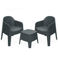 GARTENMÖBEL-SET MALUS, 3-tlg - Anthrazit, Kunststoff - KONSIMO®