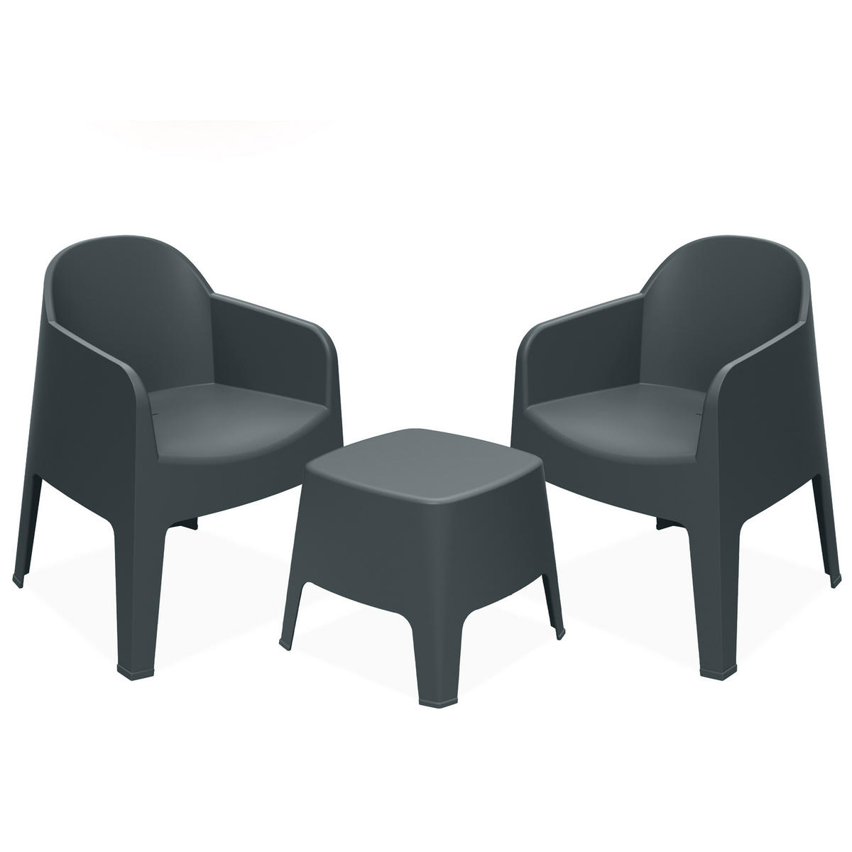 GARTENMÖBEL-SET MALUS, 3-tlg - Anthrazit, Kunststoff - KONSIMO®