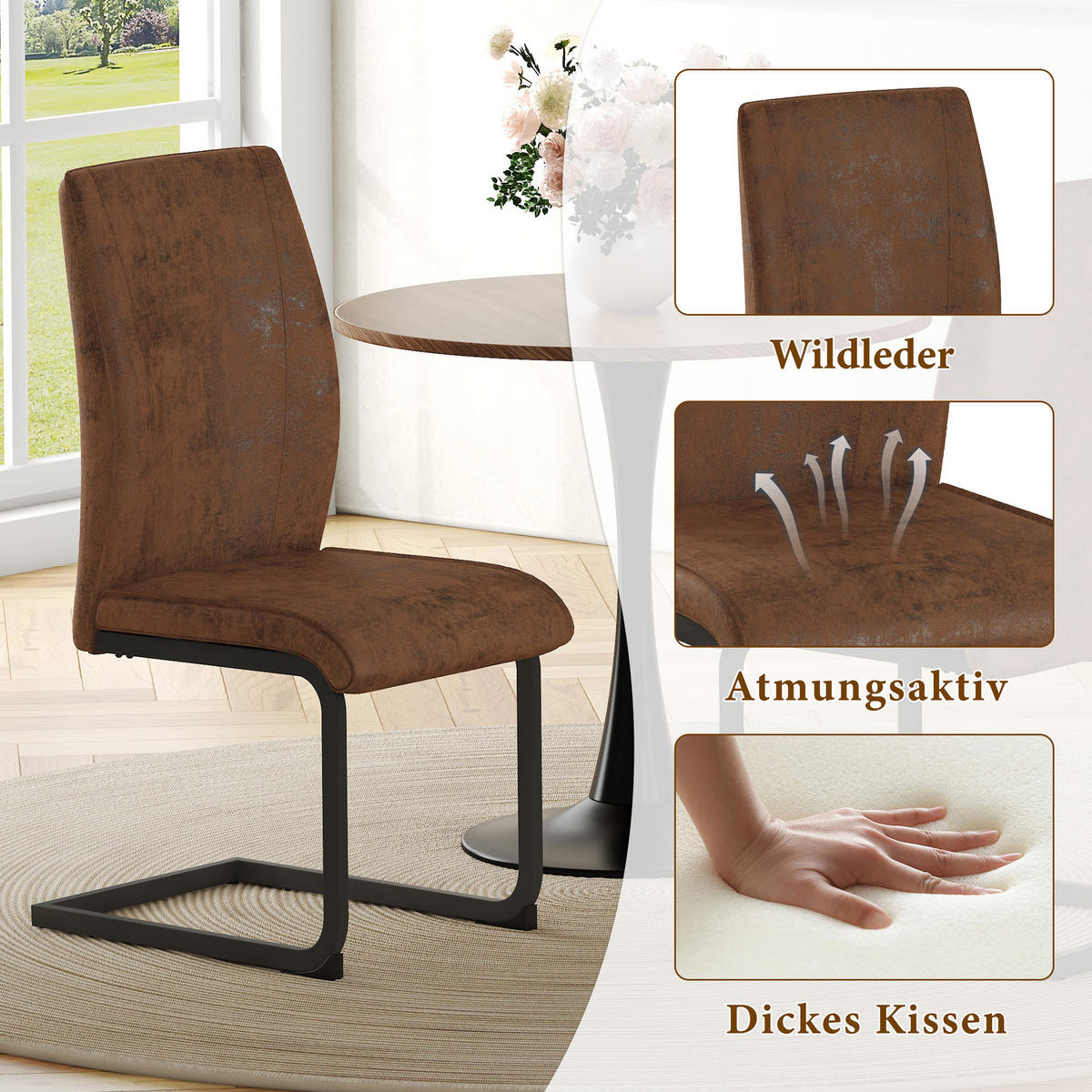 ESSZIMMERSTUHL 2er Set in Braun Ergonomisch - Braun, Holzwerkstoff (43/99/45cm) - Urban Meuble