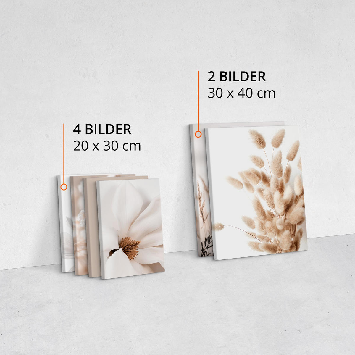 LEINWANDBILDER 6-er Set Pflanzen Zitat - Beige/Schwarz, Holz/Textil (90/80cm) - Muralo