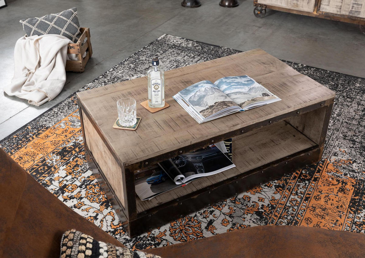 COUCHTISCH Mango 112x61x43 braun lackiert HEAVY INDUSTRY #264 - Braun, Holz (112/61/43cm) - Massivmoebel24