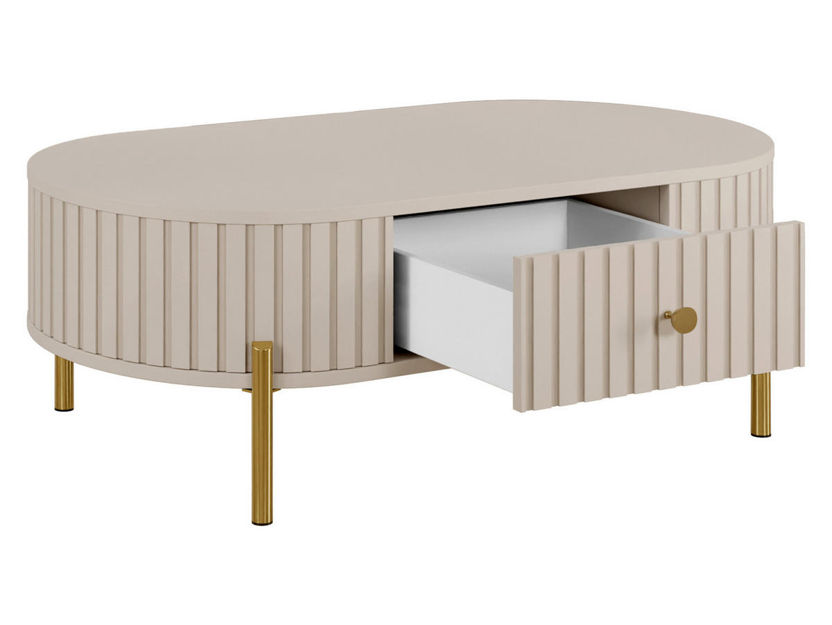 COUCHTISCH Sepiroz 1S - Sandfarben/Goldfarben, Holzwerkstoff/Metall (55/100/39cm) - MIRJAN24