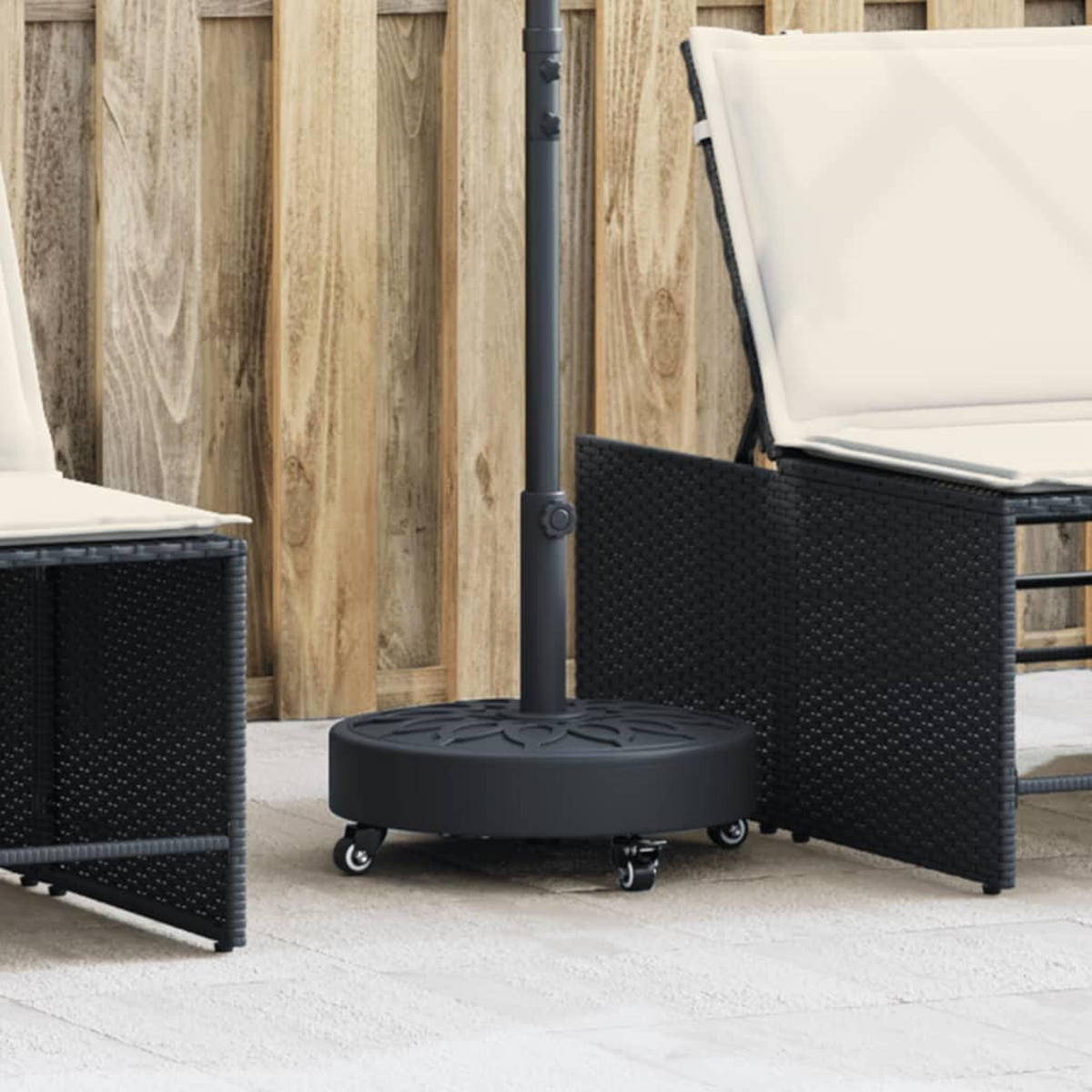 SONNENSCHIRMSTÄNDER Mit Rollen Für Ø38/48 Mm Mast 27 Kg Rund - Schwarz, Kunststoff (45/45cm) - vidaXL