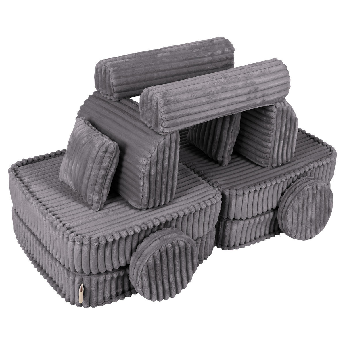 KINDERSOFA, Pocket Basic, Churros, Taubengrau - Graphitfarben, Textil (120/25/60cm) - MeowBaby