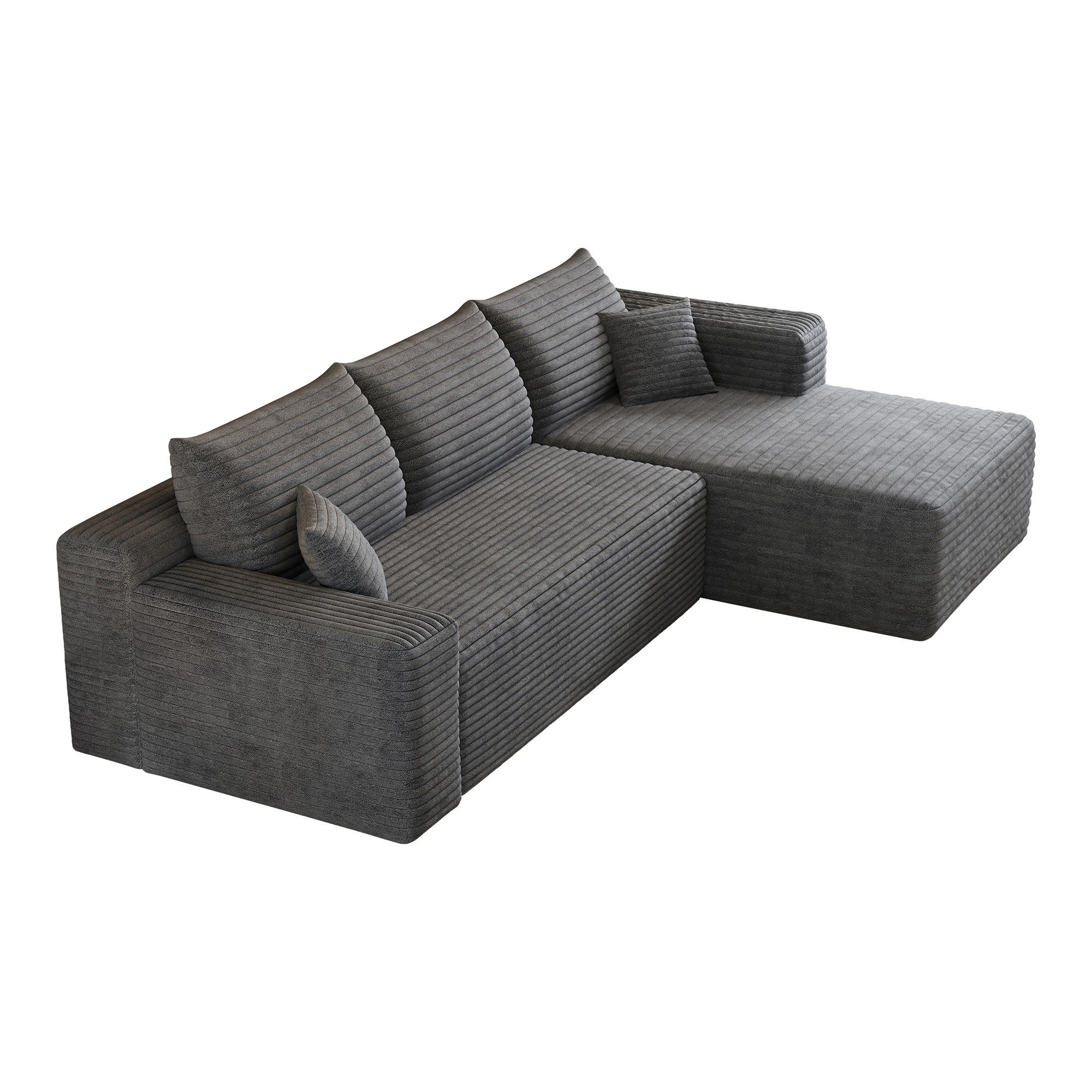ECKSOFA DE-34833 2-Sitzer Chaiselongue rechts Dunkelgrau - Dunkelgrau, Textil (151/241cm) - ComfortXL