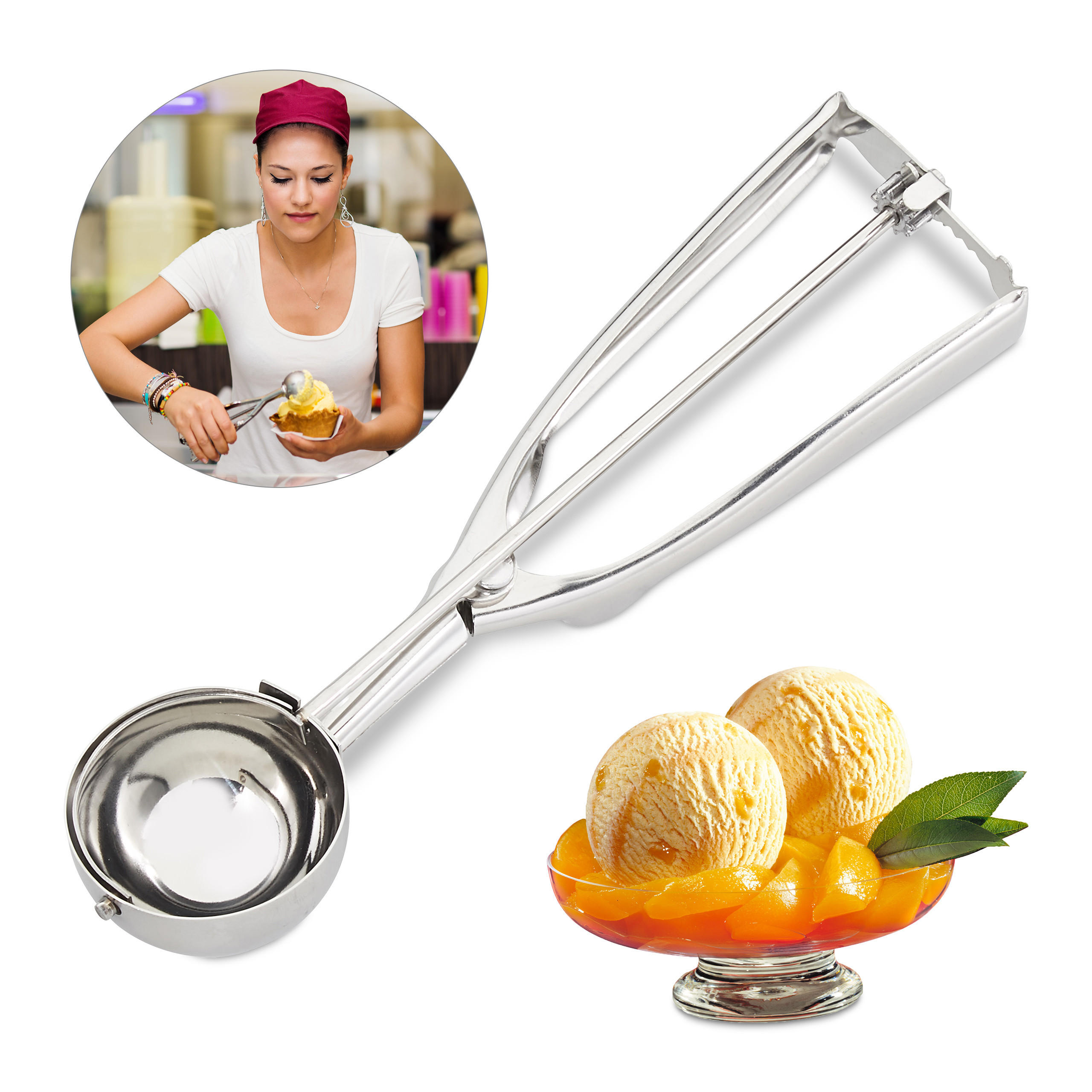 LINGURĂ Argintie inox pentru înghețată 53 mm