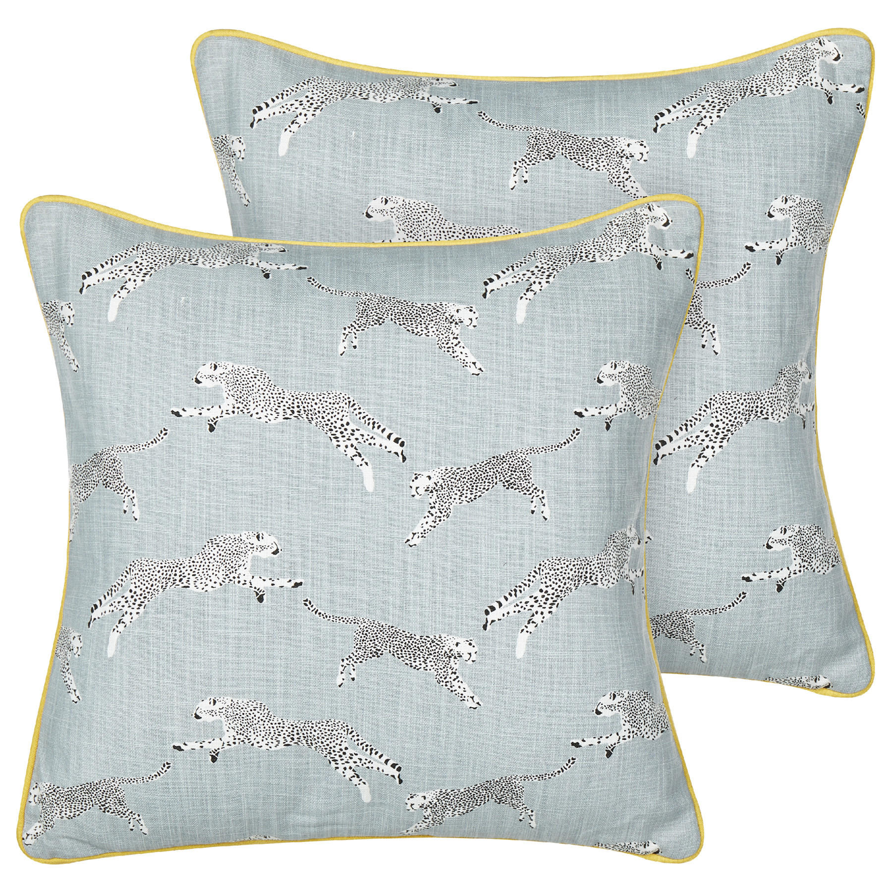 DEKOKISSEN 2er-Set Grau 45/45 cm Arales - Gelb/Schwarz, Textil (45/45cm) - Beliani
