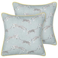 DEKOKISSEN 2er-Set Grau 45/45 cm Arales - Gelb/Schwarz, Textil (45/45cm) - Beliani