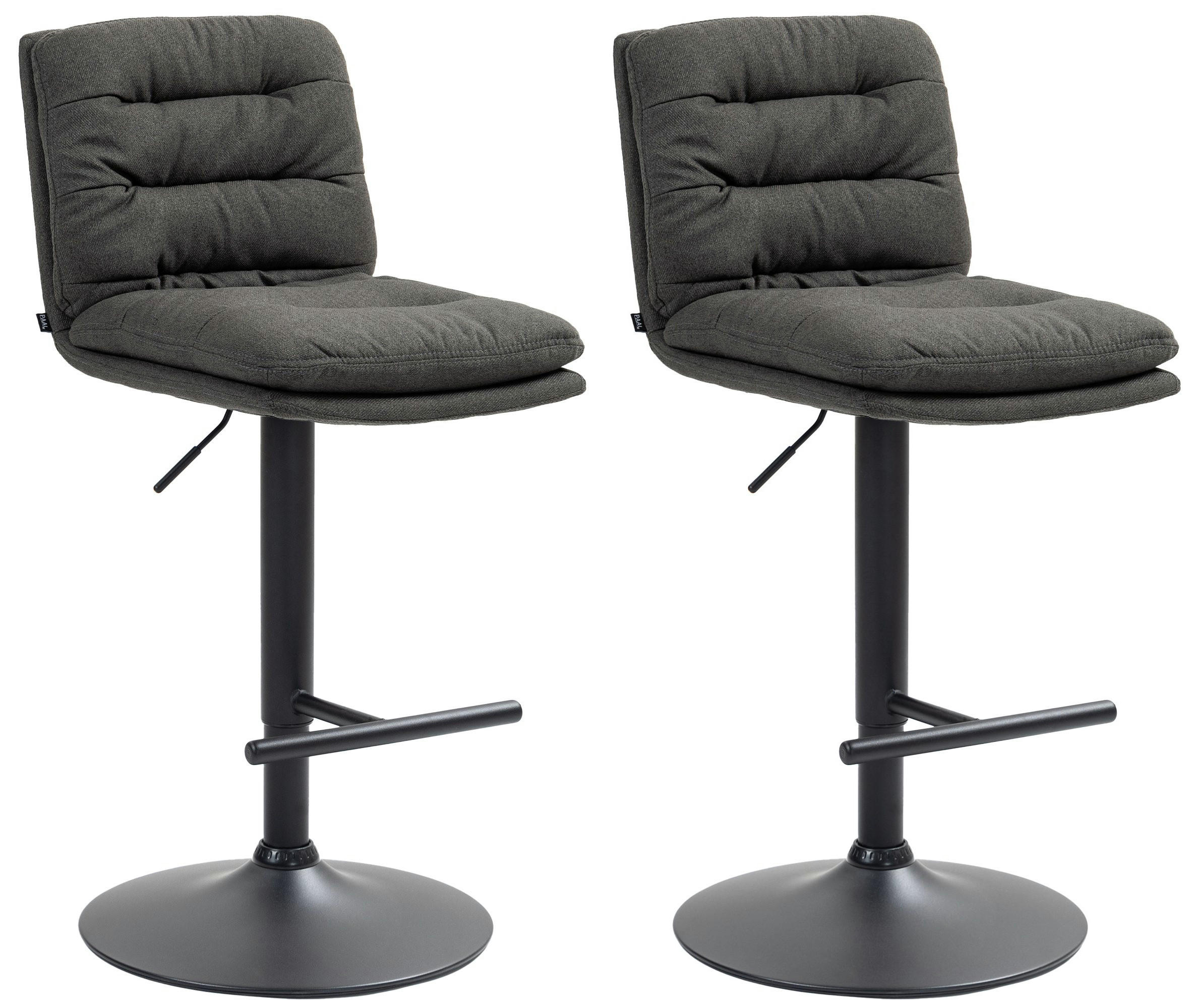 BARHOCKER 2er Set Stoff dunkelgrau - Dunkelgrau/Schwarz, Textil/Metall (42/94/56cm) - CLP