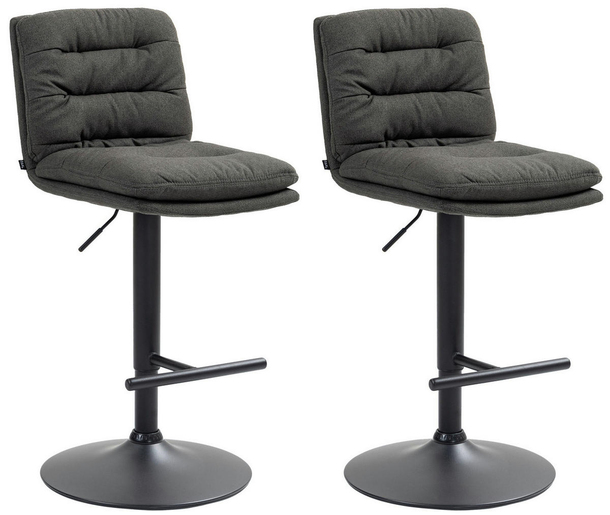 BARHOCKER 2er Set Stoff dunkelgrau - Dunkelgrau/Schwarz, Textil/Metall (42/94/56cm) - CLP