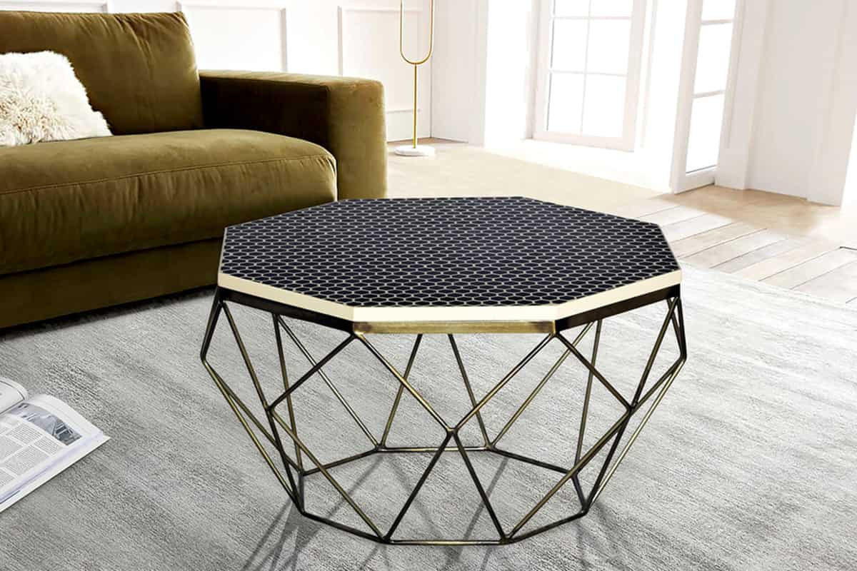 COUCHTISCH DIAMOND Eisen rechteckig Schwarz|Weiß 69cm - Schwarz/Weiß, Kunststoff/Metall (69/69/39cm) - riess-ambiente