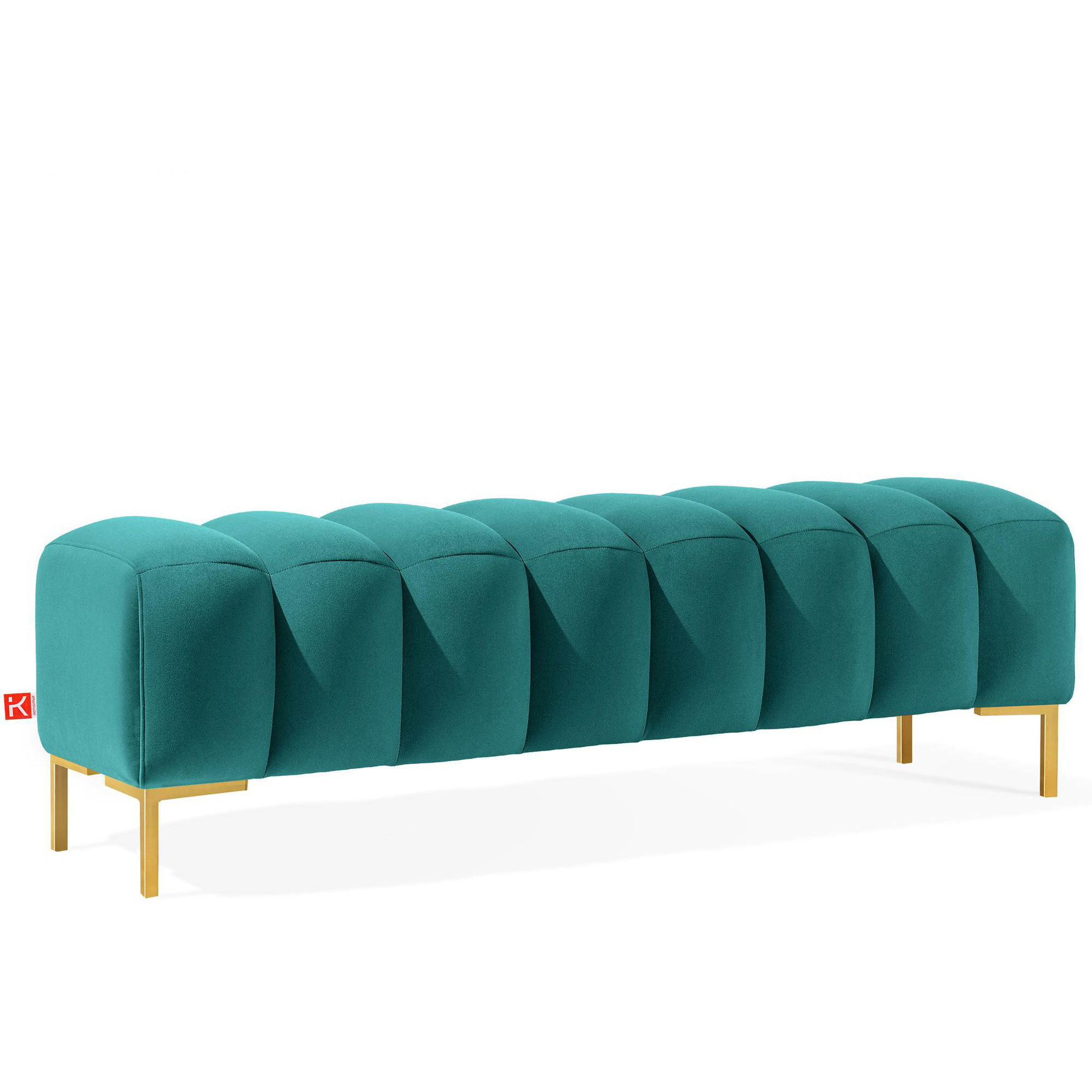 POLSTERBANK Bettbank PECCO, Metallbeinen - Blau/Goldfarben, Holz/Textil (160/50/50cm) - KONSIMO®
