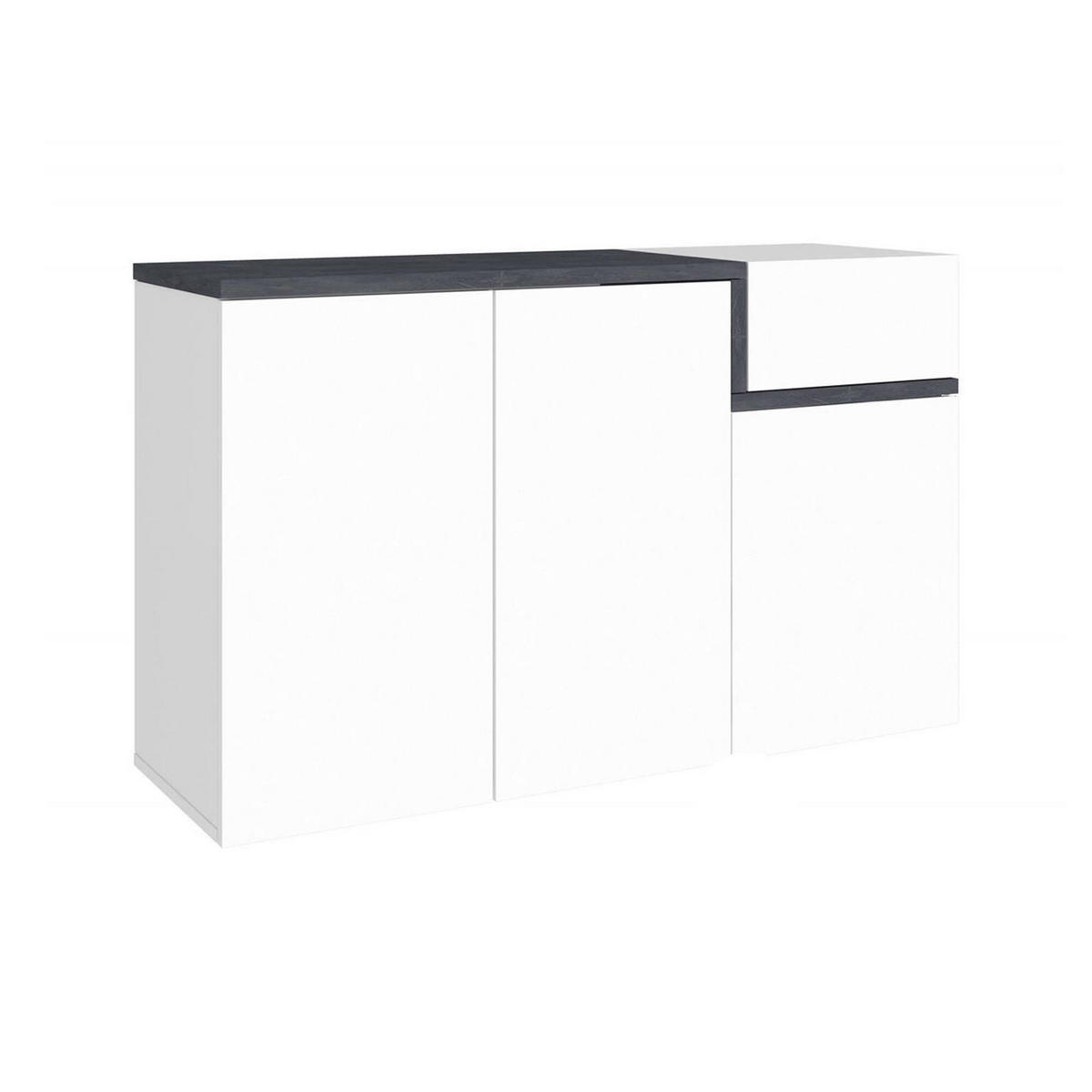 SCHUHSCHRANK Glänzendes Weiß, Schiefer 40/120/80 cm - Schieferfarben/Weiß, Holzwerkstoff (120/80/40cm) - DMORA