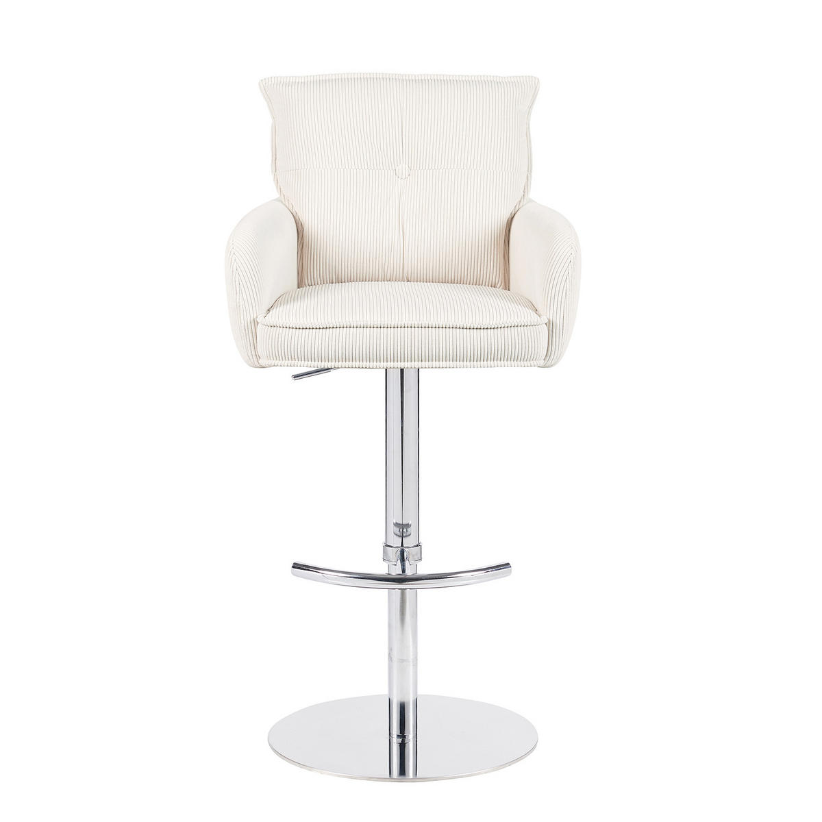 BARHOCKER Kira 2er-Set - Chromfarben/Creme, Textil/Metall (55/95/58cm) - DUBI Möbel