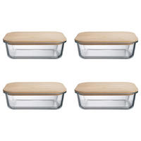 LUNCHBOX (4er Set) Hello Lunch - Rotbraun, Glas/Holz (17/7/22cm) - Butlers