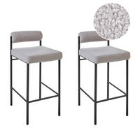 BARSTÜHLEN 2er-Set Bouclé Grau Amaya - Grau, Textil (42/82/42cm) - Beliani