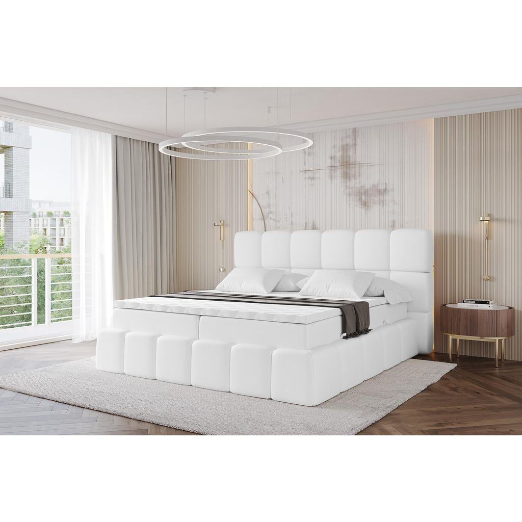 Thumbnail - Altdecor Boxbett, Weiß, Holzwerkstoff, H4, Höhe ca. 20 cm, 200x200 cm, Schlafzimmer, Betten, Boxspringbetten