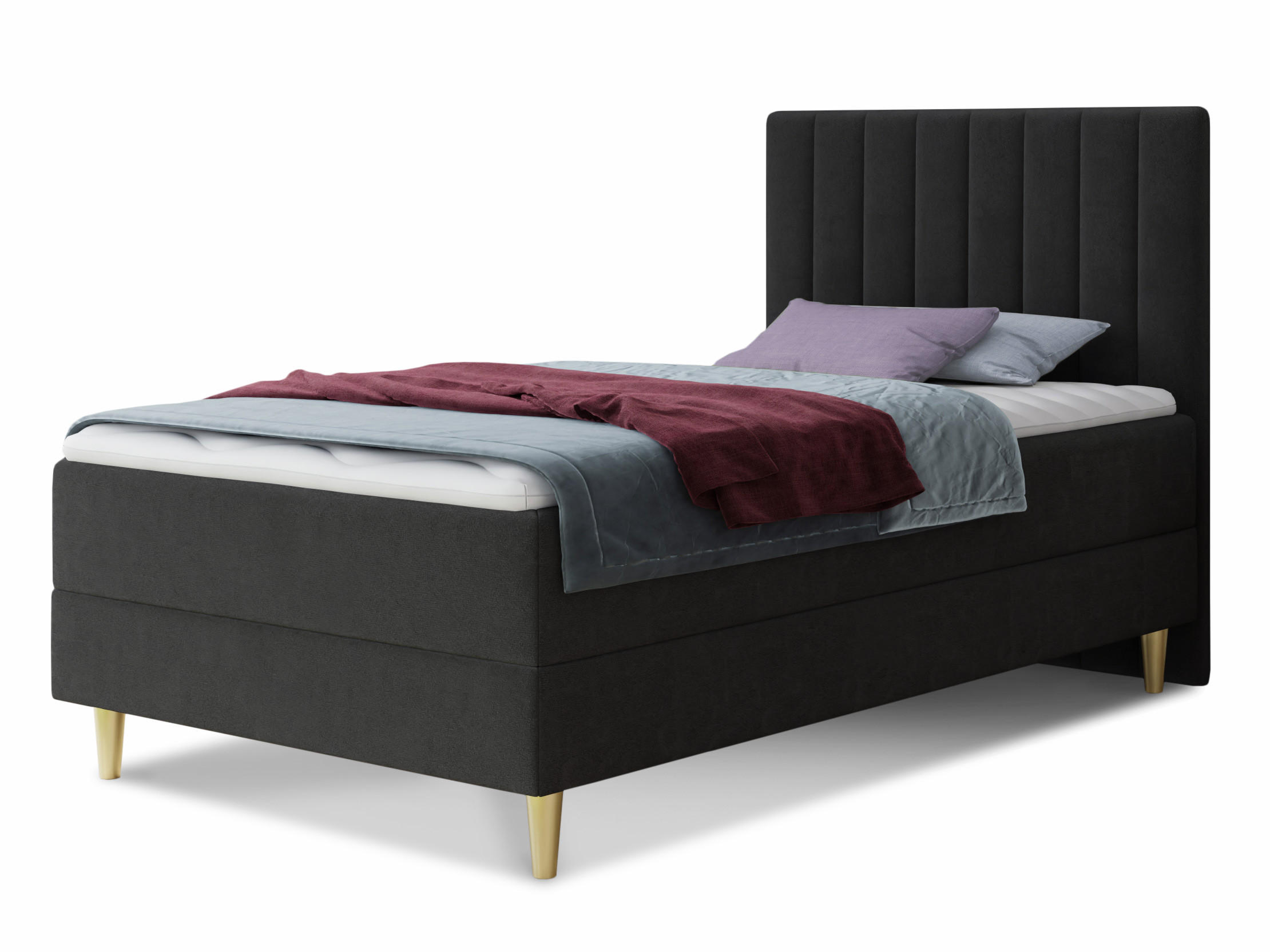 BOXBETT Gold Mini - 100x200 - Schwarz (Manila 18, Velvet) - Gelb/Schwarz, Holz/Holzwerkstoff (100/200cm) - Sofnet