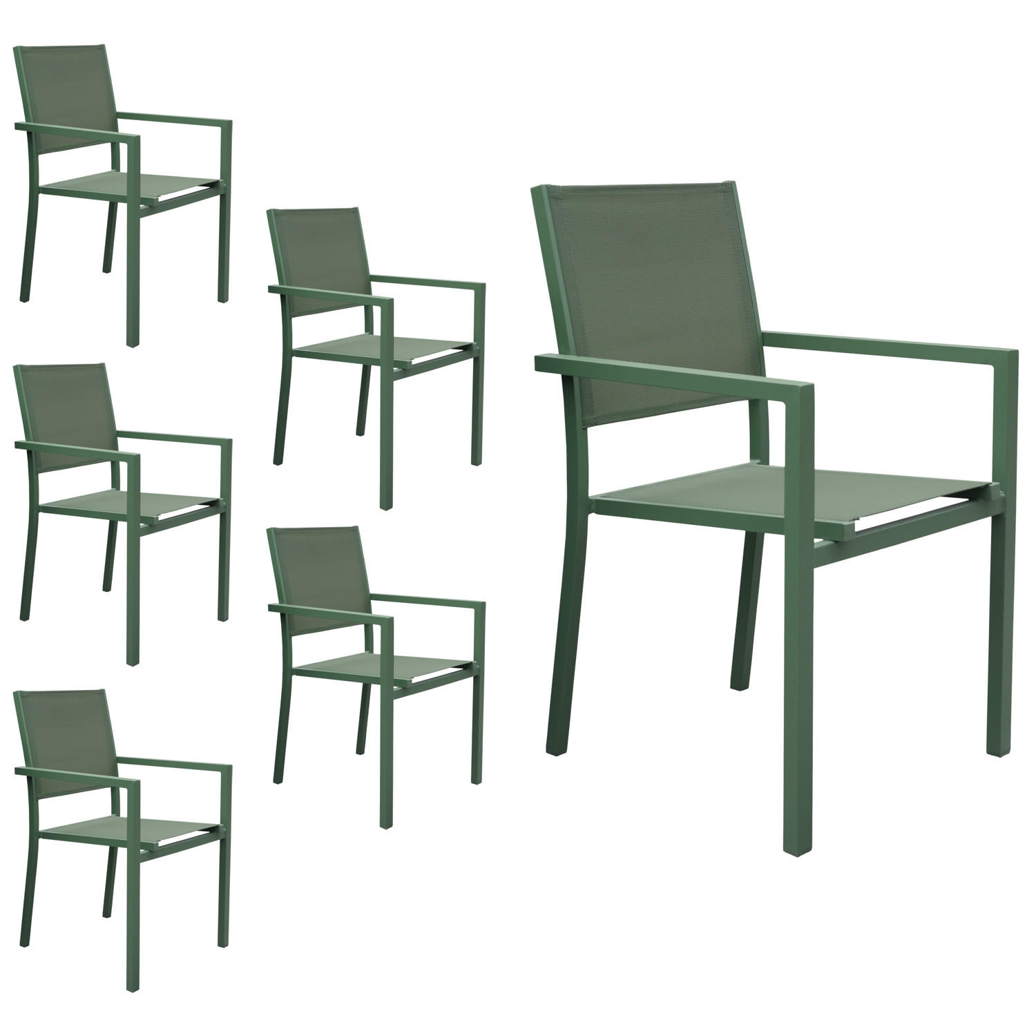 GARTENSTÜHLE Salbeigrün 6er-Set - Grün, Kunststoff (57/89.5/56.5cm) - Happy Garden