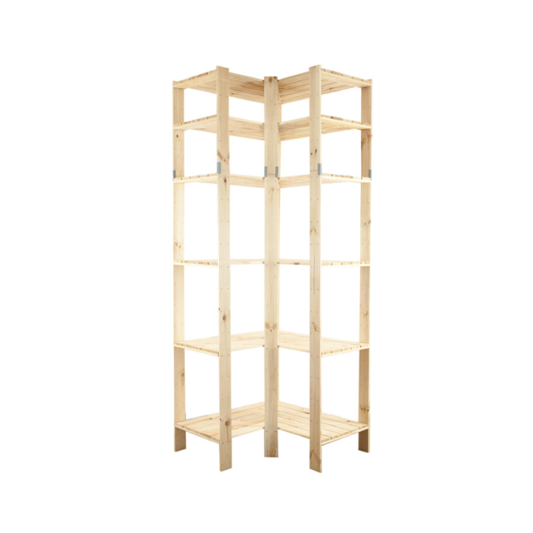 ECKREGAL WOODLAND 230x85x50cm Fachlast 120kg 6 Fachboden Kiefernholz Natur - Naturfarben, Holz (85/230/50cm) - PROREGAL