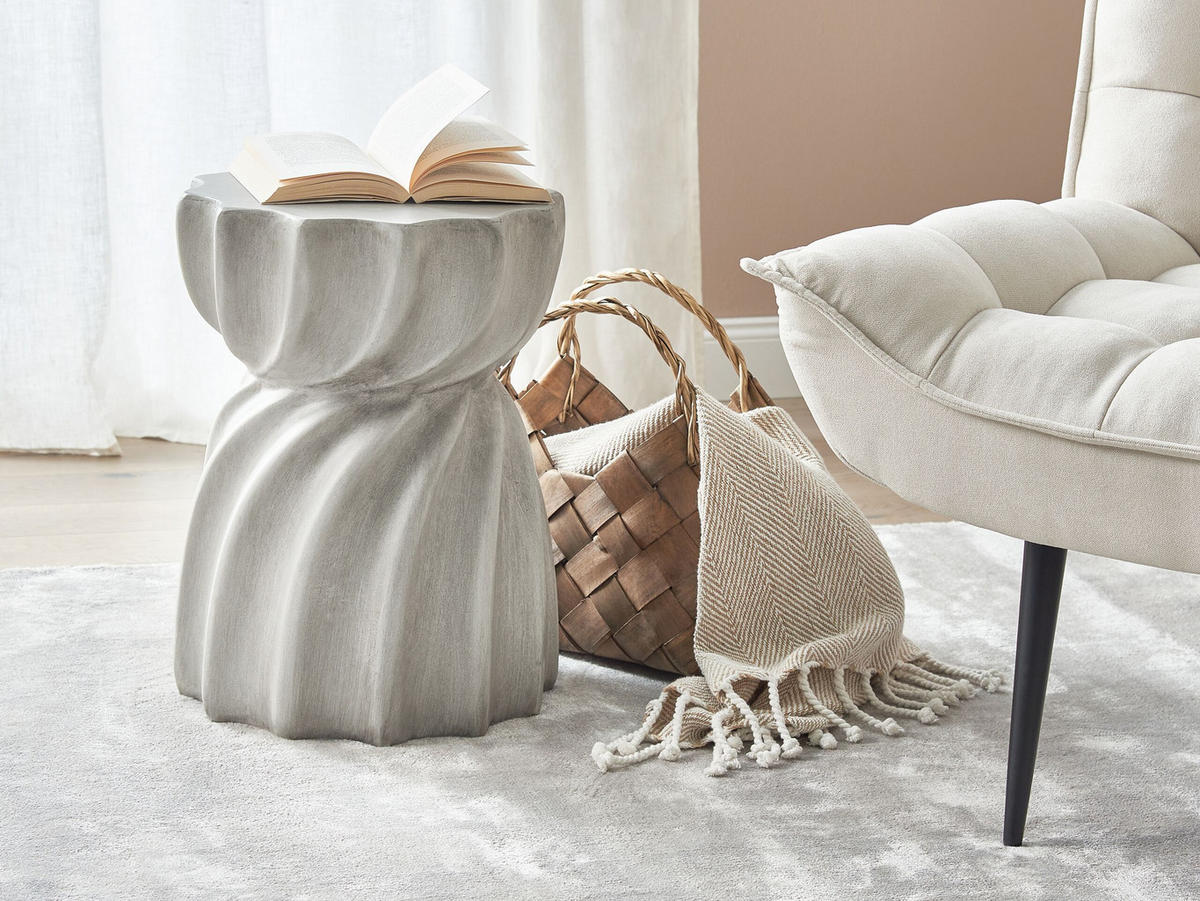 GARTENBEISTTELLTISCH Beton grau rund 35 cm Algua - Grau, Stein (35/35/48cm) - Beliani