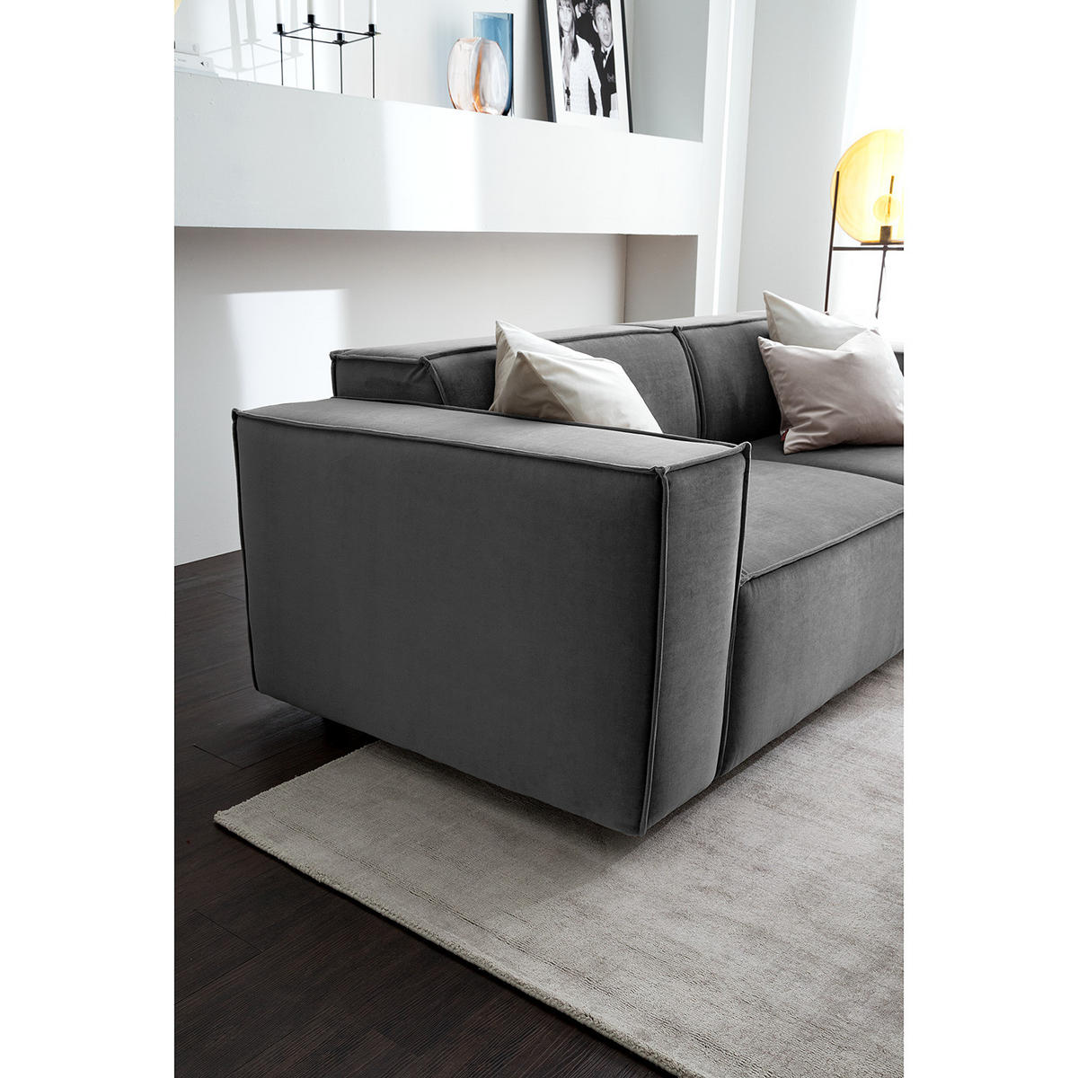 2,5-SITZER SOFA - Grau, Textil (223/70/96cm) - home24