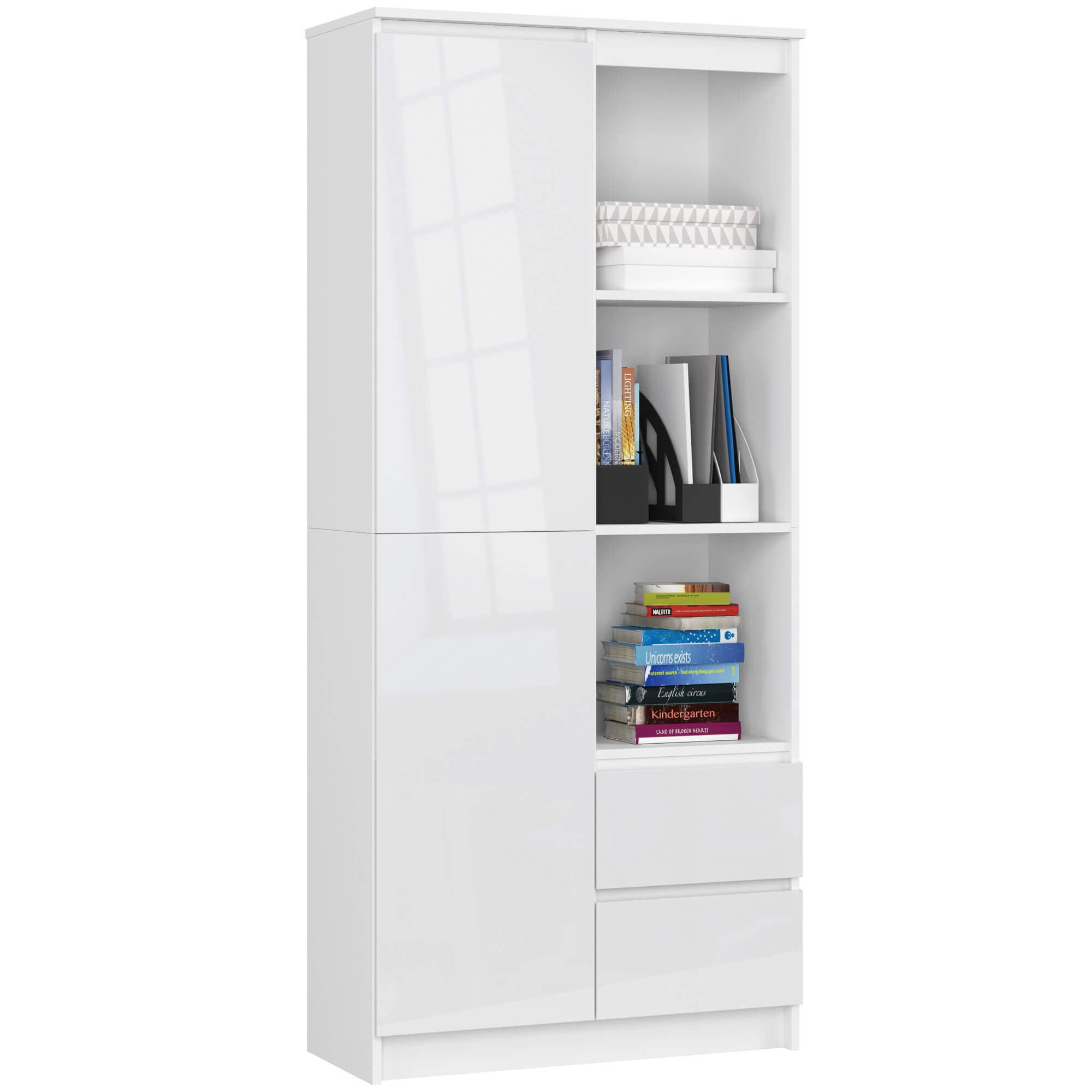 RAUMHIRSCH FURNITURE STOJANOVÁ POLIČKA Bílá, lesklá bílá 180/80/35