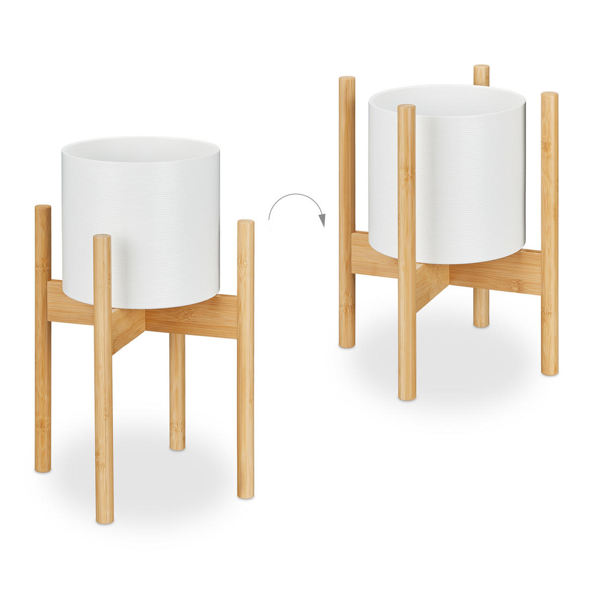 3XPFLANZENSTÄNDER - Hellbraun, Holz (34/40/34cm) - Relaxdays