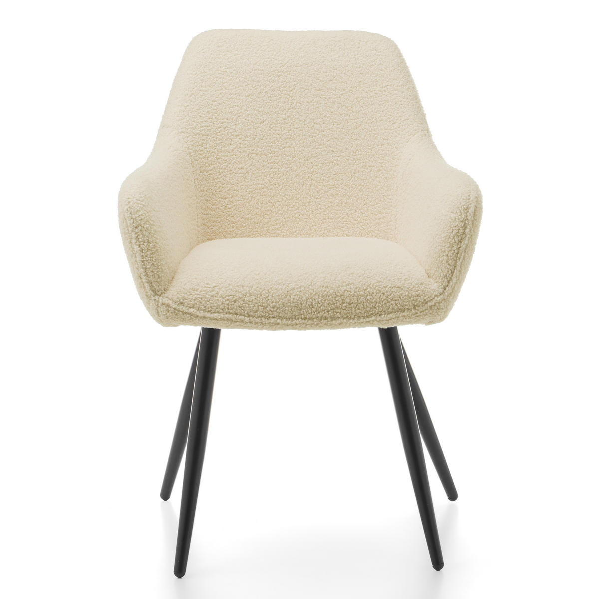 STUHL BOUCLE gepolsterter - hellbeige ecru - Boucle TEDDY - Beige/Schwarz, Metall (58/87/61cm) - NEW HOME