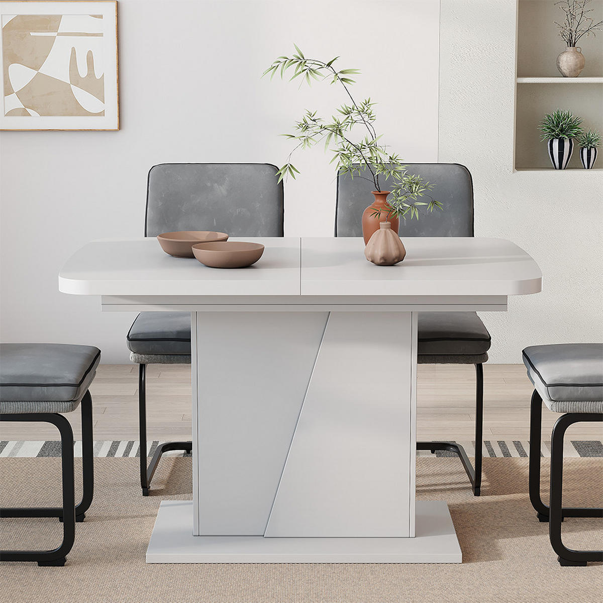 ESSTISCH Fenaro Weiß 120 x 80 cm ausziehbar - Weiß, Holzwerkstoff (80/120/77.3cm) - Vicco