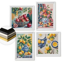 WANDBILDER 4er-Set - 50x50 cm & 40x60 cm Weißer Rahmen - Blumen und Früchte in Vasen - Weiß, Kunststoff (50/50cm) - ArtPrintCave