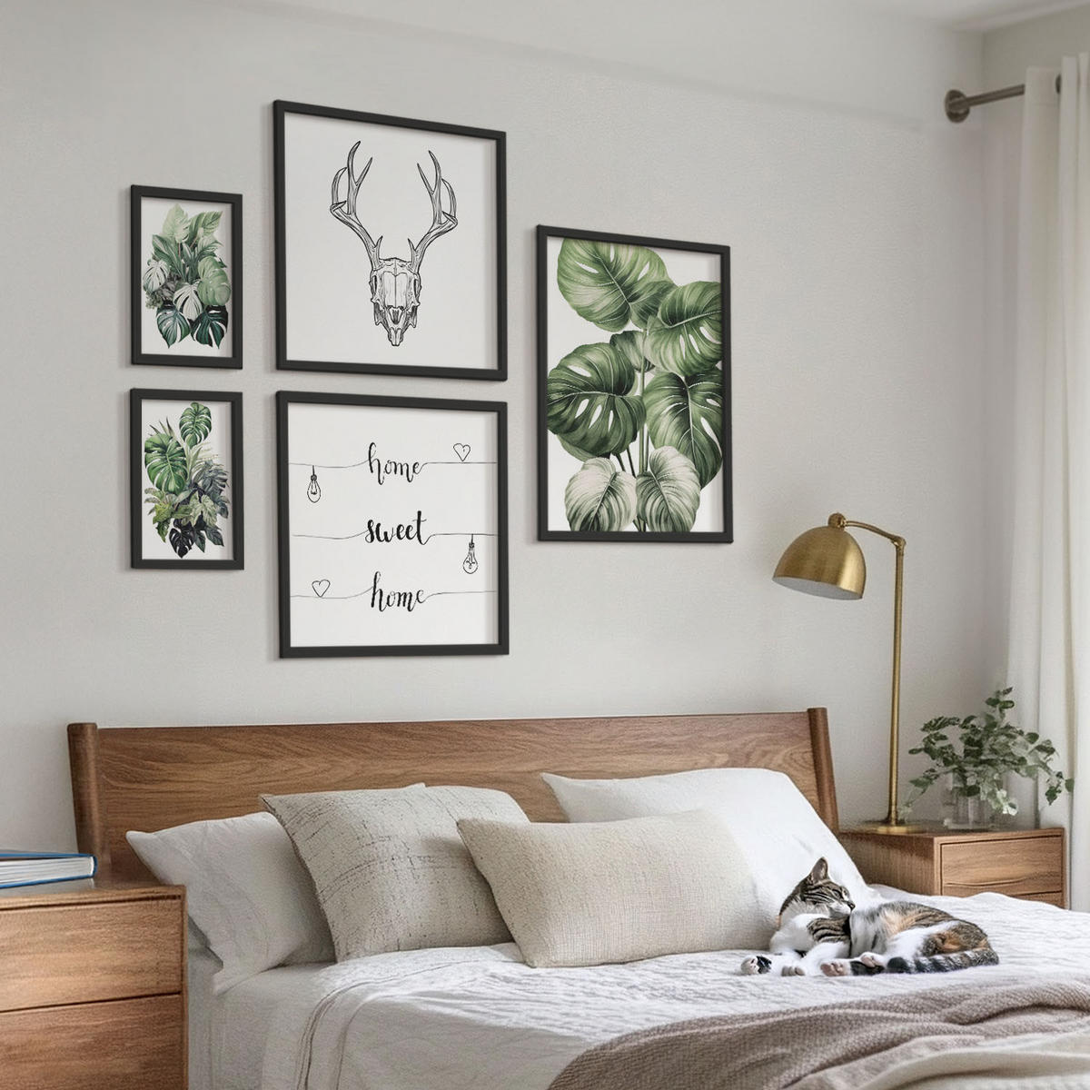 WANDBILDER 5er-Set - 50x50 cm & 20x30 cm & 40x60 cm Schwarzer Rahmen - Ausblicke auf Berge, Flüsse und Wasserfälle - Schwarz, Kunststoff (40/60cm) - ArtPrintCave