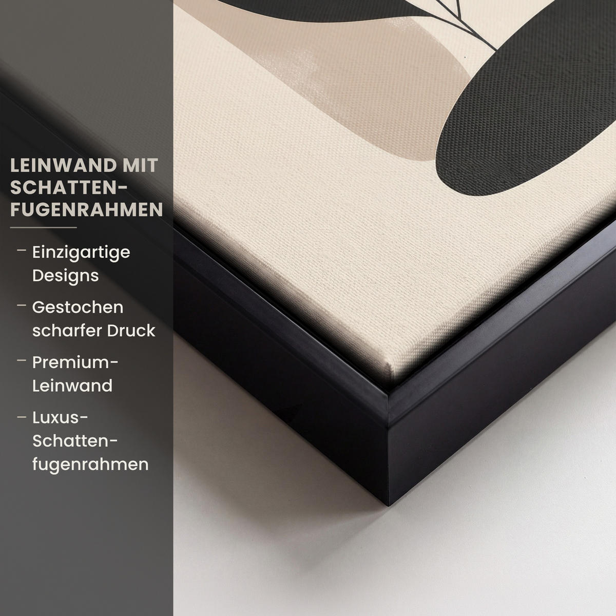 LEINWAND Bilder mit Rahmen - Pflanze - Beige - Japanisch - 20x20 - Schwarz, Textil (20/20cm) - MuchoWow