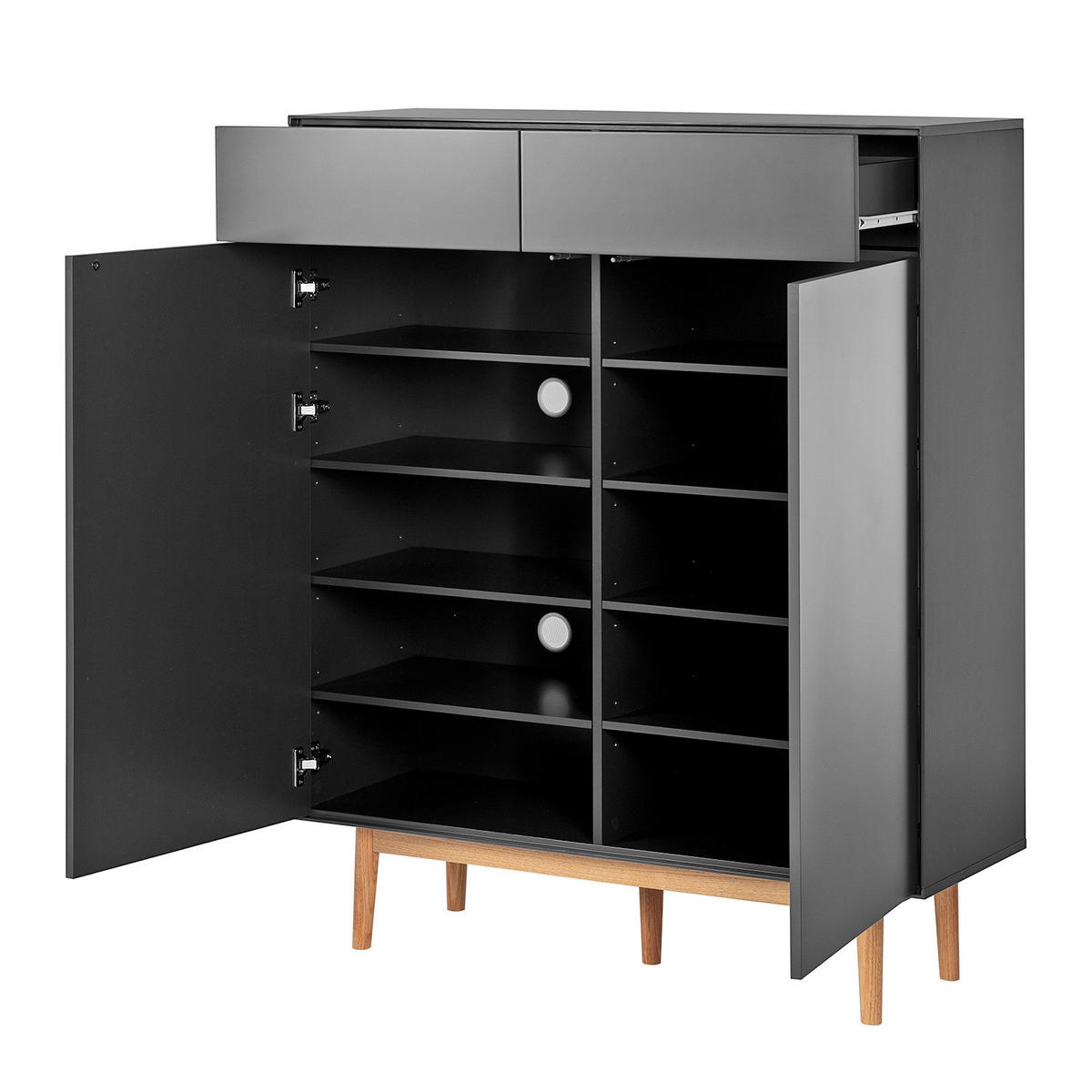 SCHUHKOMMODE mit 2 Schubladen - Eichefarben/Grau, Holzwerkstoff (110/132/38cm) - home24