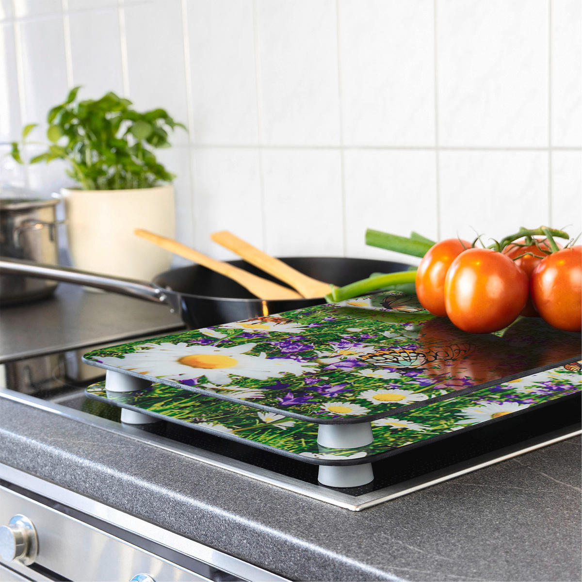 HERDABDECKPLATTEN 2er-Set Summer Meadow - Multicolor, Glas (30/5.5/52cm) - Maximex