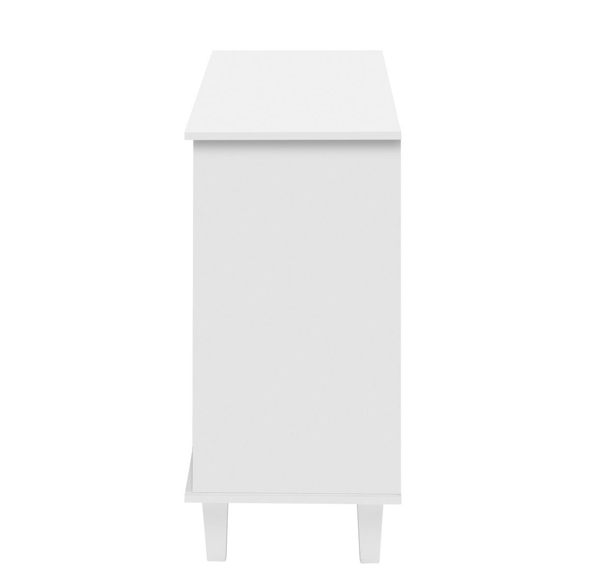 SIDEBOARD 140/40/83 cm in Weiß mit 4 Spiegeltüren und 2 Schubladen - Weiß, Holzwerkstoff (140/83/40cm) - Flora Grace