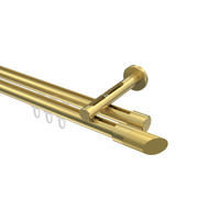 INNENLAUF-GARDINENSTANGEN-SET Siteno Verano 180 cm, 2-läufig, 20 mm Ø Messing-Optik - Messingfarben/Goldfarben, Metall (180cm) - INTERDECO