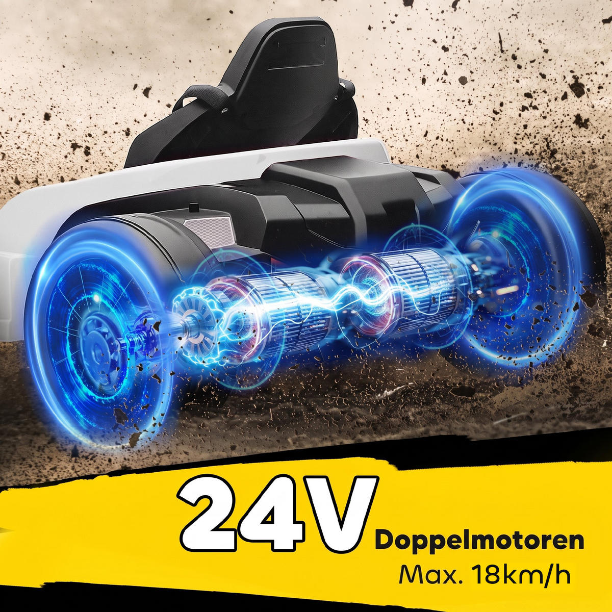 ELEKTRO-DRIFT-KART Kunststoff Stahl Weiß - Weiß, Kunststoff (115/77/55.5cm) - AIYAPLAY