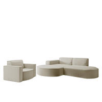 SOFASET Palma Ecksofa Sessel Ascot - Champagner, Holzwerkstoff/Textil (236/78/165cm) - Fun Möbel