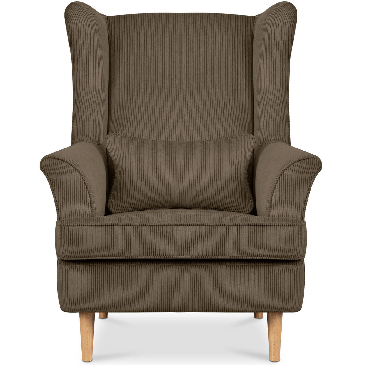 OHRENSESSEL STRALIS inklusive dekorativem Kissen, braun - Graubraun, Textil (82/108/80cm) - KONSIMO®