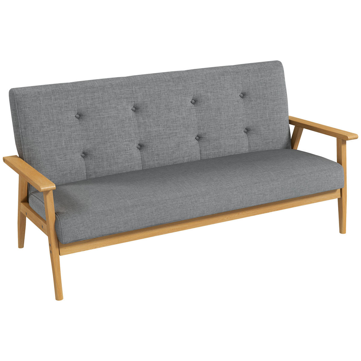 SOFA, 3-Sitzer, skandinavisch, gesteppt, grau, 154,5cm - Multicolor, Holzwerkstoff (154.5/73/69.5cm) - FORIOUS
